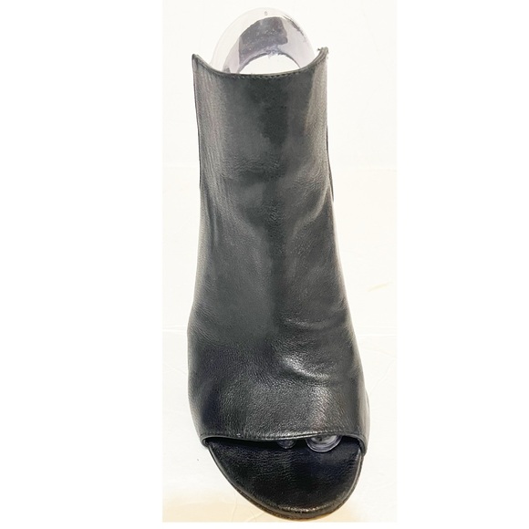 Stuart Weitzman Black Open Peep Toe Leather High Heel Block Bootie Size 9.5 - Picture 2 of 8